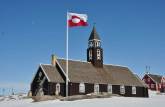 Cartão postal de Ilulissat, na Groelândia, a belíssima Zion Church